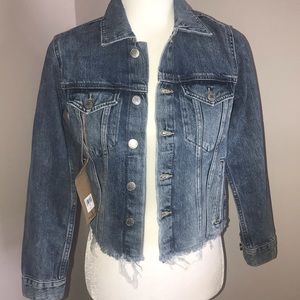 Lucky brand denim jean jacket frayed  xsmall NEW